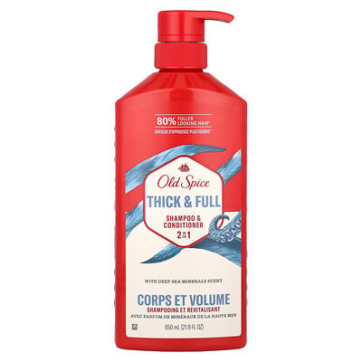 Old Spice, Champú y acondicionador 2 en 1, Densidad y volumen, Minerales de aguas profundas, 650 ml (21,9 oz. líq.)