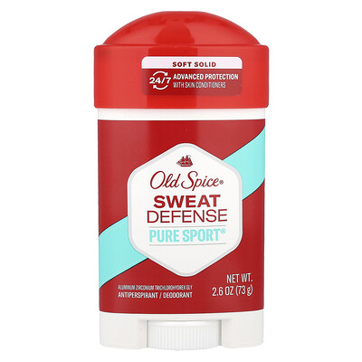 Old Spice, Sweat Defense, Desodorante antitranspirante, Sólido suave, Pure Sport®, 73 g (2,6 oz)