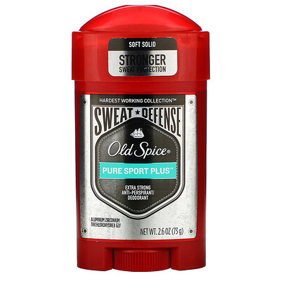 Old Spice Pure Sport Plus, Extra Strong Anti-Perspirant/Deodorant, Soft Solid, 2.6 oz (73 g)