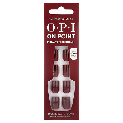 Product Image for OPI, On Point, Instant Press-On Mani, Short Length, Got The Blues For Red, 27 Piece Kit