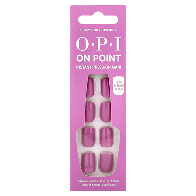 Product Image for OPI, On Point, Instant Press-On Mani, Short Length, Lucky Lucky Lavender, 27 Piece Kit
