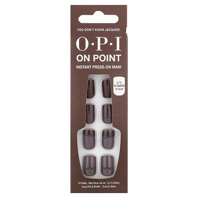 Product Image for OPI, On Point, Instant Press-On Mani, Short Length, You Don't Know Jacques!, 27 Piece Kit