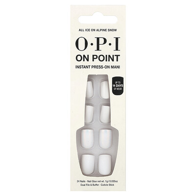 Product Image for OPI, On Point, Instant Press-On Mani, Short Length, All Ice on Alpine Snow, 27 Piece Kit