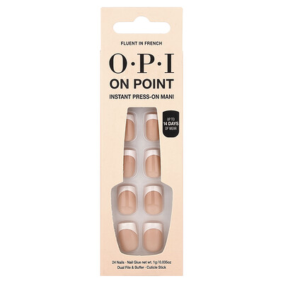 Product Image for OPI, On Point, Instant Press-On Mani, Short Length, Fluent In French, 27 Piece Kit