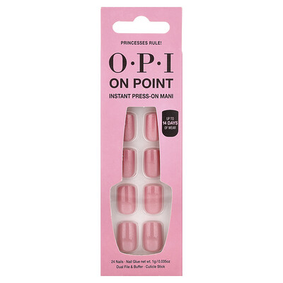 Product Image for OPI, On Point, Instant Press-On Mani, Short Length, Princesses Rule!, 27 Piece Kit