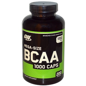 Optimum Nutrition, Mega-Size BCAA 1000, 1000 мг, 200 капсул
