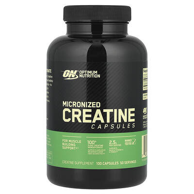 Optimum Nutrition, Creatina micronizada en cápsulas, 100 cápsulas (1,25 g por cápsula)