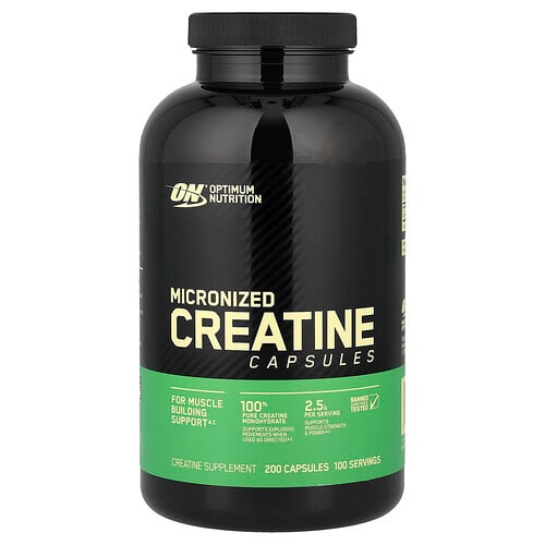 Optimum Nutrition Micronized Creatine Capsules, 200 Capsules (1.25 g per Capsule )