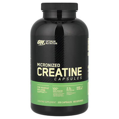 Product Image for Optimum Nutrition, Micronized Creatine Capsules, 200 Capsules (1.25 g per Capsule )