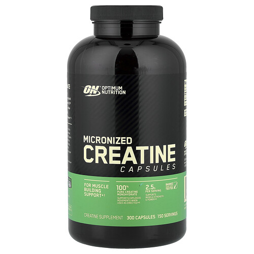 Optimum Nutrition Micronized Creatine, 300 Capsules (1,250 mg per Capsule)