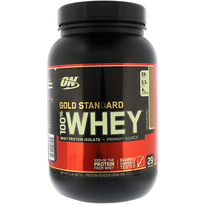 Optimum Nutrition Gold Standard 100% Whey, шоколадный солод, 907 г (2 фунта)