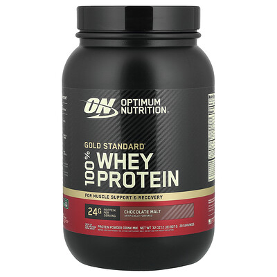 Optimum Nutrition, Gold Standard 100% Whey, Chocolate y malta, 907 g (2 lb)