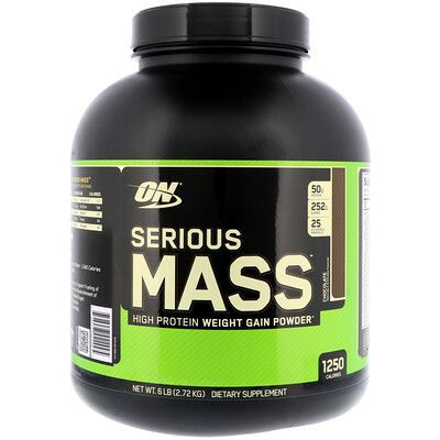 Optimum Nutrition Serious Mass,High Protein Gain Powder, Chocolate, 6 lbs (2.72 kg)