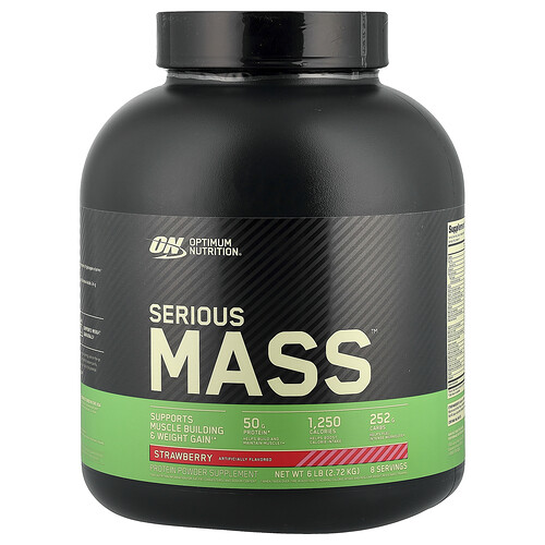 Optimum Nutrition, Serious Mass™, Proteinpulver für den Muskelaufbau und die Gewichtszunahme, Erdbeere, 2,72 kg (6 lb.)