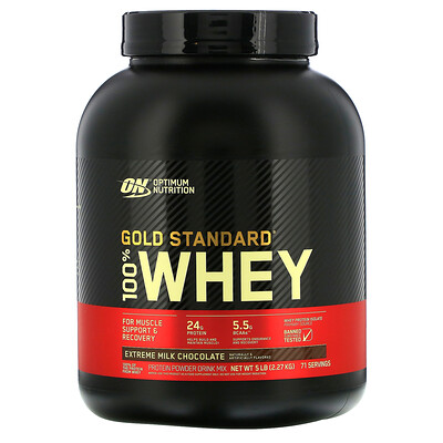 Optimum Nutrition Gold Standard, 100% Whey, сыворотка с насыщенным вкусом молочного шоколада, 2,27 кг (5 фунтов)