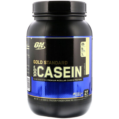 Optimum Nutrition Gold Standard 100% Casein, казеин со вкусом сливочной ванили, 909 г (2 фунта)