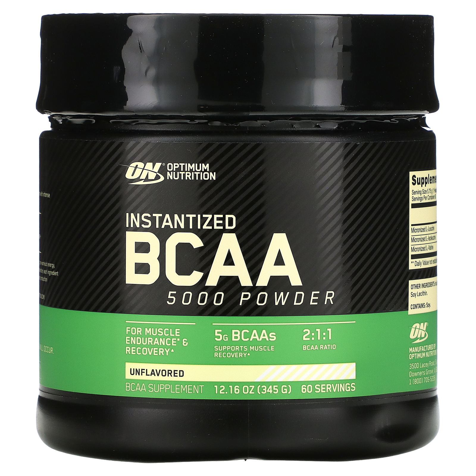 Optimum Nutrition, Instantized BCAA 5000 Powder, Unflavored, 12.16 oz