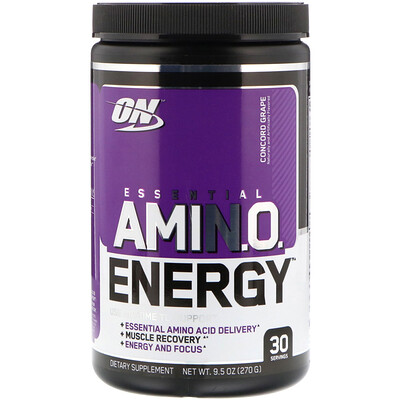 Optimum Nutrition Essential Amin.O. Energy, виноград «Конкорд», 270 г (9,5 унции)
