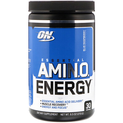 Optimum Nutrition Essential Amin.O. Energy, голубая малина, 270 г (9,5 унций)