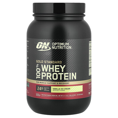 Optimum Nutrition, Gold Standard 100% Whey, Helado de vainilla, 907 g (2 lb)