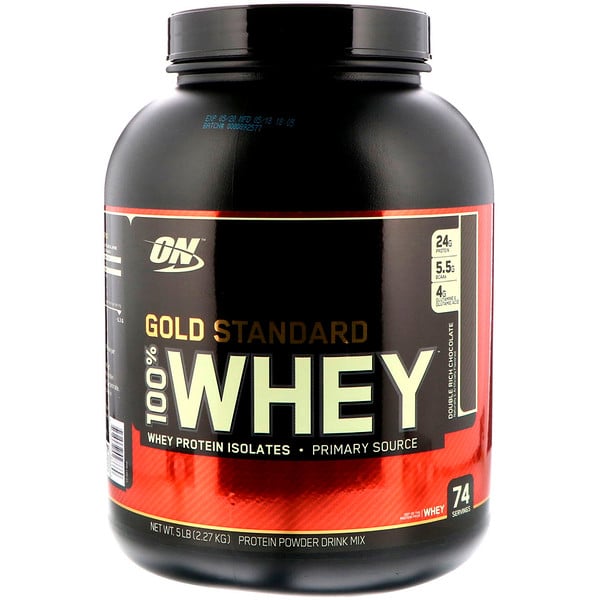 Optimum Nutrition, ゴールドスタンダード、100％ホエイ、ダブルリッチチョコレート、2.27 kg（5 lbs）