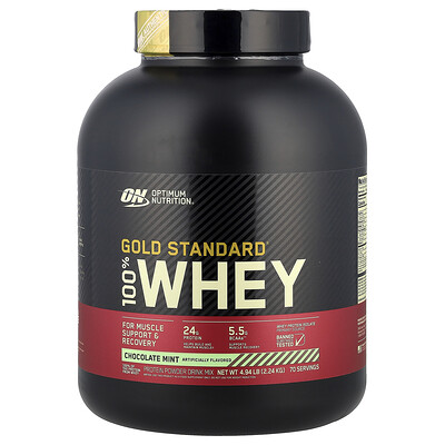 Optimum Nutrition, Gold Standard 100% Whey, Chocolate y menta, 2,24 kg (4,94 lb)