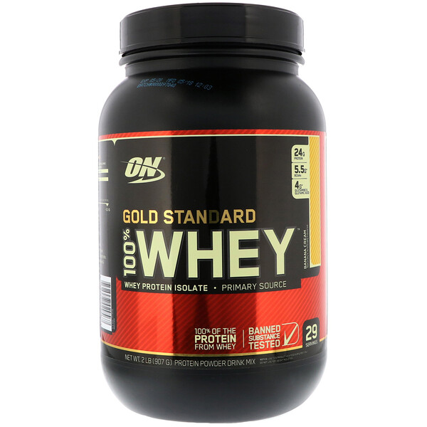 Optimum Nutrition, Gold Standard 100% Whey（ゴールドスタンダード100％ホエイ）、バナナクリーム、907g（2ポンド）