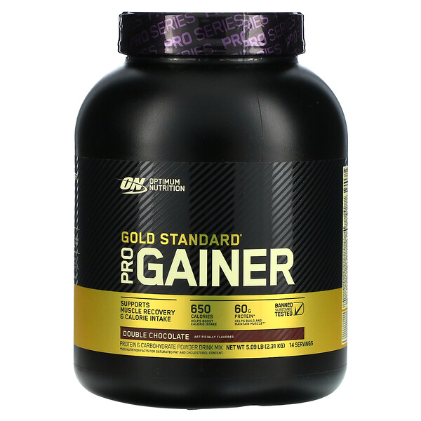 Optimum Nutrition, PRO GAINER, High-Protein Weight Gainer, Double Chocolate, 5.09 lbs (2.31 kg)