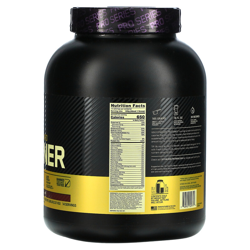 Optimum Nutrition, Gold Standard Pro Gainer, Double Chocolate, 5.09 lb ...