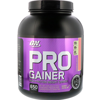 

Optimum Nutrition PRO GAINER, High-Protein Weight Gainer, Strawberry Cream, 5.09 lbs (2.31 kg)