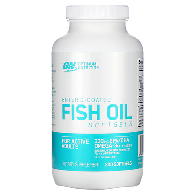 Optimum Nutrition Кишечнорастворимый рыбий жир, 200 мягких капсул  - Купить