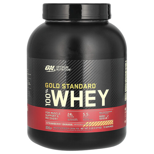 Optimum Nutrition, Gold Standard® 100 % vassle, jordgubb och banan, 2,27 kg