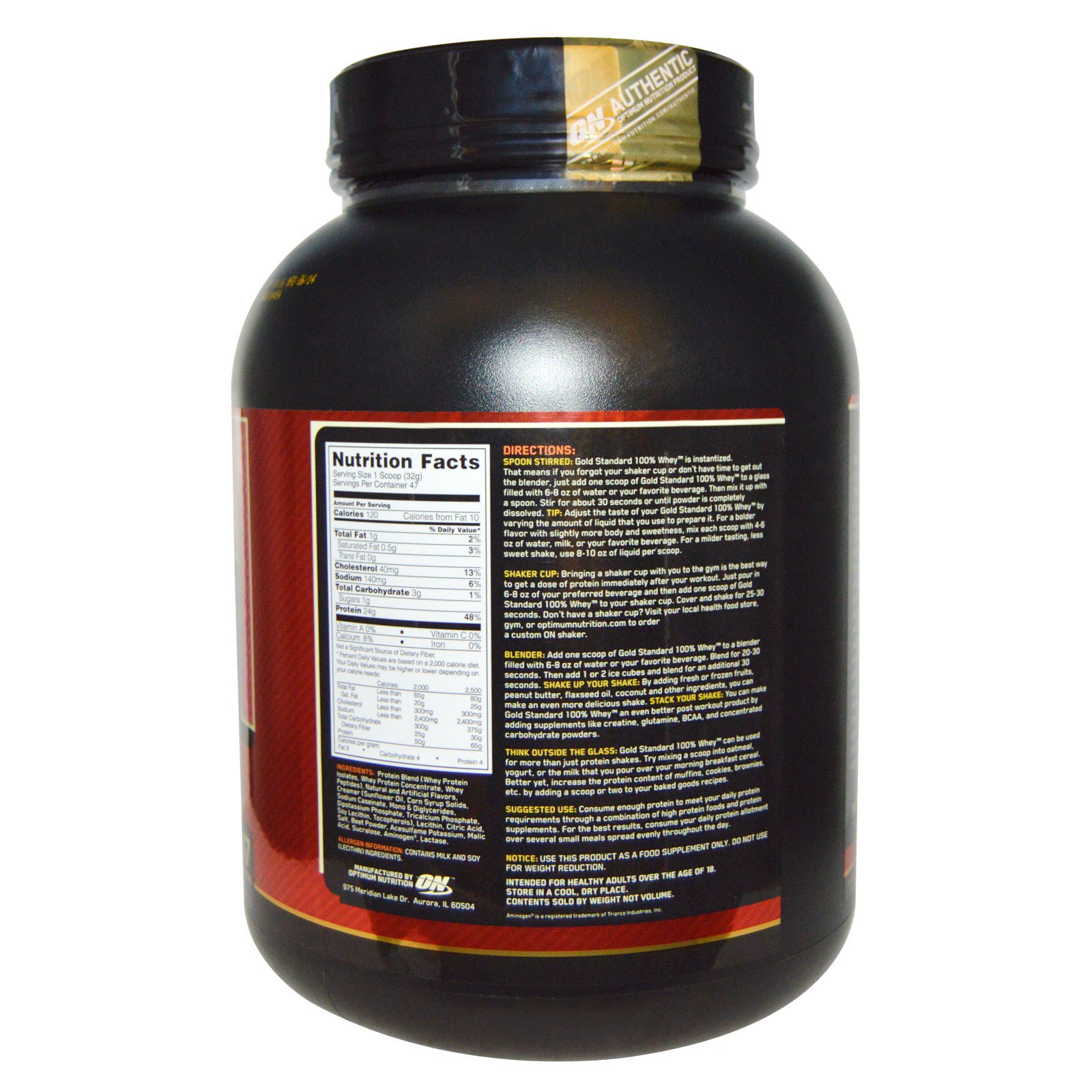 Optimum Nutrition, Gold Standard, 100% Whey Protein Powder ...