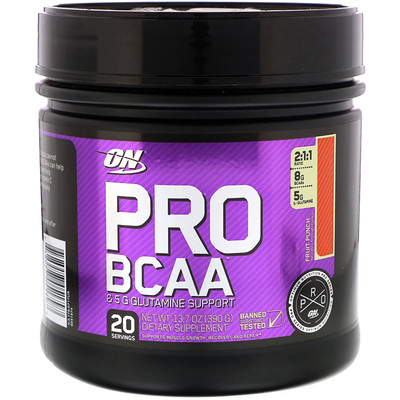 

Pro BCAA, Fruit Punch, 20 servings, 13.7 oz (390g)