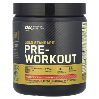 Optimum Nutrition, Gold Standard, передтренувальний комплекс, фруктовий пунш, 300 г (10,58 унції)