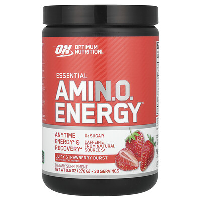 Optimum Nutrition, Essential Amin.O. Energy®, Explosión de fresas jugosas, 270 g (9,5 oz)