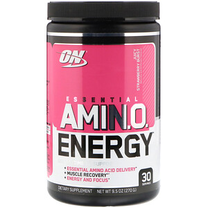 Отзывы о Оптимум Нутришэн, ESSENTIAL AMIN.O. ENERGY, Juicy Strawberry Burst, 9.5 oz (270 g)