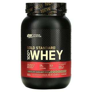 Optimum Nutrition, Gold Standard 100% Whey، الشيكولاتة والبندق، 2 رطل (907 جم)