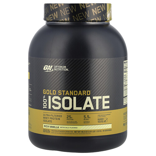 Optimum Nutrition, Gold Standard® 100% Isolate, Rich Vanilla, 46.5 oz (1.32 kg)