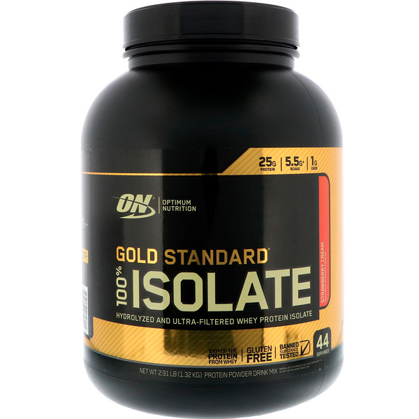 Optimum Nutrition, Gold Standard 100 Isolate, Strawberry Cream, 2.91 lbs (1.32 kg) iHerb