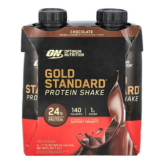 Optimum Nutrition, Gold Standard® Proteïne Shake, Chocolade, 4 Pakken, 11 fl oz (325 ml) per stuk
