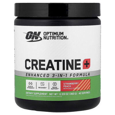 Product Image for Optimum Nutrition, Creatine+, Strawberry Peach, 12.69 oz (360 g)