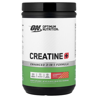 Product Image for Optimum Nutrition, Creatine+, Strawberry Peach, 1.58 lb (720 g)