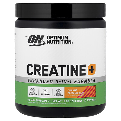 Product Image for Optimum Nutrition, Creatine+, Orange Passionfruit, 12.69 oz (360 g)