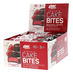 Отзывы о Оптимум Нутришэн, Protein Cake Bites, Chocolate Dipped Cherry, 12 Bars, 2.22 oz (63 g) Each