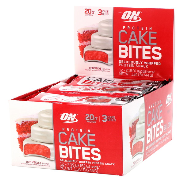 Optimum Nutrition, Protein Cake Bites, Red Velvet, 12 Bars