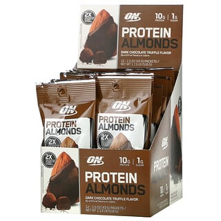 Optimum Nutrition, миндаль в протеиновой оболочке, темный шоколад и трюфель, 12 пакетов по 43г (1,5 унции)