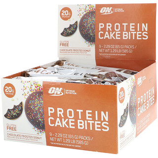 Optimum Nutrition, Protein Cake Bites, Шоколадный пончик, 9 батончиков, 2,29 унции (65 г) каждый