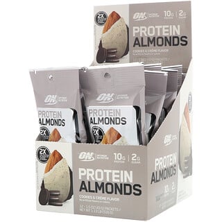 Optimum Nutrition, Protein Almonds, Cookies e Creme, 12 Embalagens, 43 g (1,5 oz) Cada