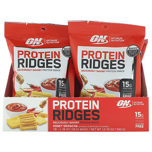 Отзывы о Оптимум Нутришэн, Protein Ridges, Honey Sriracha, 10 Bags, 1.38 oz (39 g) Each